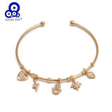 Lucky Eye Heart Fatima Hamsa Hand Star Moon Charm Bangle Bracelet