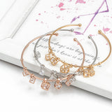 Lucky Eye Heart Fatima Hamsa Hand Star Moon Charm Bangle Bracelet