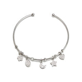 Lucky Eye Heart Fatima Hamsa Hand Star Moon Charm Bangle Bracelet