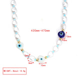 Lucky Eye Pearl Seed Beads Necklace Heart Evil Eye Bead Necklace