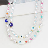 Lucky Eye Pearl Seed Beads Necklace Heart Evil Eye Bead Necklace