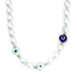 Lucky Eye Pearl Seed Beads Necklace Heart Evil Eye Bead Necklace