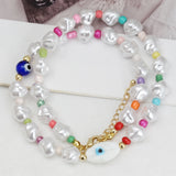 Lucky Eye Pearl Seed Beads Necklace Heart Evil Eye Bead Necklace