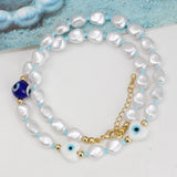 Lucky Eye Pearl Seed Beads Necklace Heart Evil Eye Bead Necklace