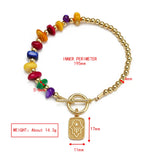 Natural Stone Beads Bracelet with Evil Eye Charm for Women