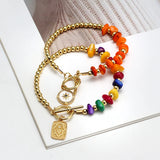 Natural Stone Beads Bracelet with Evil Eye Charm for Women