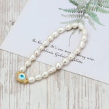 Pearl Beads Fatima Hand Evil Eye Charm Bracelet BE72