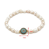 Pearl Beads Fatima Hand Evil Eye Charm Bracelet BE72