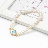 Pearl Beads Fatima Hand Evil Eye Charm Bracelet BE72