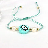 Lucky Eye Pearl Charm Bracelet Evil Eye Bracelet for Women Girls