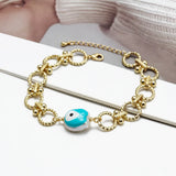 Vintage Evil Eye Bracelet with Pearl Charm