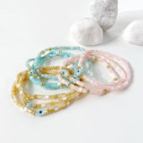 Evil Eye Bead Shell Bracelet for Women Girls