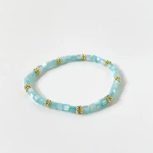 Evil Eye Bead Shell Bracelet for Women Girls