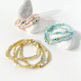 Evil Eye Bead Shell Bracelet for Women Girls