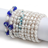 Pearl Beaded Bracelet Evil Eye Charm Women Girls Men Jewelry