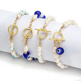 Pearl Beaded Bracelet Evil Eye Charm Women Girls Men Jewelry