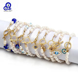 Pearl Beaded Bracelet Evil Eye Charm Women Girls Men Jewelry