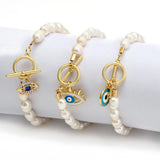 Pearl Beaded Bracelet Evil Eye Charm Women Girls Men Jewelry