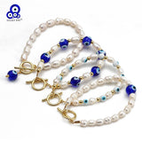 Pearl Beaded Bracelet Evil Eye Charm Women Girls Men Jewelry