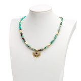 Lucky Eye Natural Stone Metal Bead Necklace Evil Eye Pendant Necklace