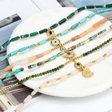 Lucky Eye Natural Stone Metal Bead Necklace Evil Eye Pendant Necklace