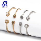 Evil Eye Open Cuff Bracelet Bangle Silver Copper Micro Pave Zircon