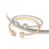 Evil Eye Open Cuff Bracelet Bangle Silver Copper Micro Pave Zircon