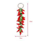 Lucky Eye Red Pepper Charm Keychain Silver Ring Car Keyring