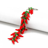 Lucky Eye Red Pepper Charm Keychain Silver Ring Car Keyring