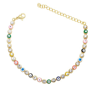 Zircon Evil Eye Charm Bracelet Fatima Hand Heart Star Women Girls Men
