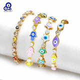 Zircon Evil Eye Charm Bracelet Fatima Hand Heart Star Women Girls Men