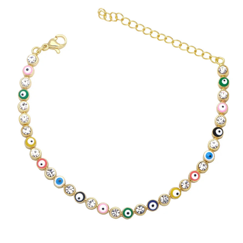Zircon Evil Eye Charm Bracelet Fatima Hand Heart Star Women Girls Men