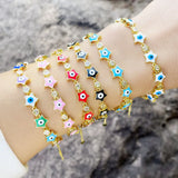 Zircon Evil Eye Charm Bracelet Fatima Hand Heart Star Women Girls Men