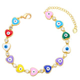Zircon Evil Eye Charm Bracelet Fatima Hand Heart Star Women Girls Men