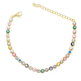 Zircon Evil Eye Charm Bracelet Fatima Hand Heart Star Women Girls Men