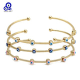 Evil Eye Copper Cuff Bangle Adjustable Open Cuff