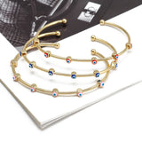Evil Eye Copper Cuff Bangle Adjustable Open Cuff