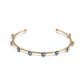 Evil Eye Copper Cuff Bangle Adjustable Open Cuff