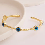Evil Eye Bangle Copper Adjustable Charm Cuff Bracelet for Women