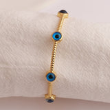 Evil Eye Bangle Copper Adjustable Charm Cuff Bracelet for Women