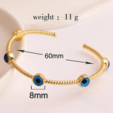 Evil Eye Bangle Copper Adjustable Charm Cuff Bracelet for Women
