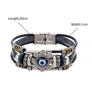 Evil Eye Bracelet Punk Style Leather Flower Jewelry