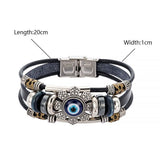Evil Eye Bracelet Punk Style Leather Flower Jewelry
