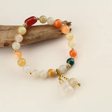 Lucky Round Jade Pendant Chalcedony Bracelet for Women
