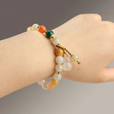 Lucky Round Jade Pendant Chalcedony Bracelet for Women