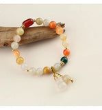 Lucky Round Jade Pendant Chalcedony Bracelet for Women