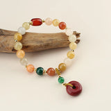 Lucky Round Jade Pendant Chalcedony Bracelet for Women