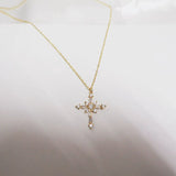 Female Cross Necklace Cubic Zirconia Small Choker Pendant
