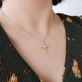 Female Cross Necklace Cubic Zirconia Small Choker Pendant