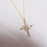 Female Cross Necklace Cubic Zirconia Small Choker Pendant